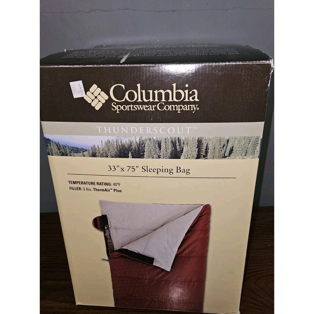Red Columbia 33" × 75" Sleeping Bag Thermair Plus In Original Box